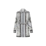 Versace Printed Silk Twill Mini Dress in Grey and Black | Mini Dresses | Coveti
