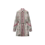 Versace Printed Silk Twill Mini Dress in Grey and Pink | Mini Dresses | Coveti