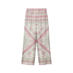 Versace Printed Silk Twill Pajama-Style Pants in Grey and Pink | Pants | Coveti