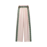 Versace Printed Silk Twill Pajama-Style Pants in Pink | Pants | Coveti