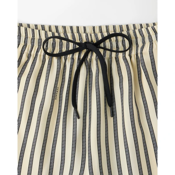 Versace Printed Silk Twill Pajama-Style Trousers in White and Black, view 2 | Pants