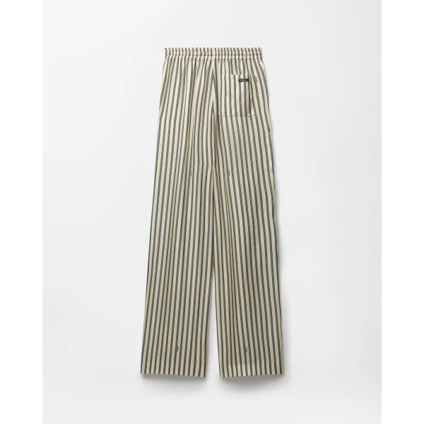 Versace Printed Silk Twill Pajama-Style Trousers in White and Black, view 3 | Pants