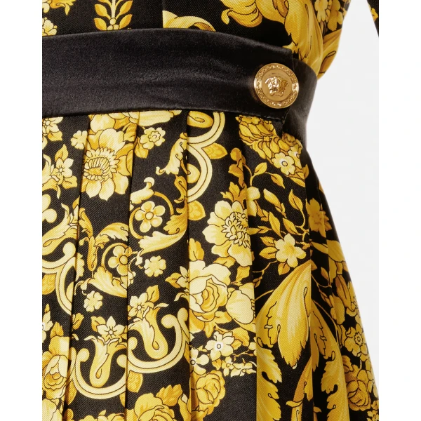 Versace Printed Silk Twill Pleated Mini Skirt in Black and Print, Ref. 1004222, view 3 | Pleated Skirts