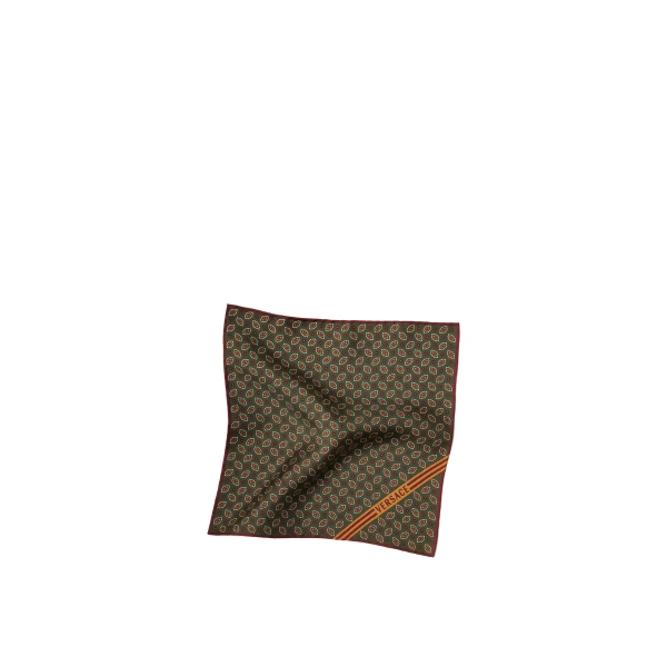 Versace Printed Silk Twill Pocket Square in Green and Print | Scarves | Coveti