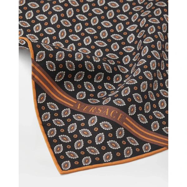 Versace Printed Silk Twill Pocket Square in Print, view 2 | Scarves