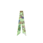 Versace Printed Silk Twill Ribbon in Green | Scarves | Coveti