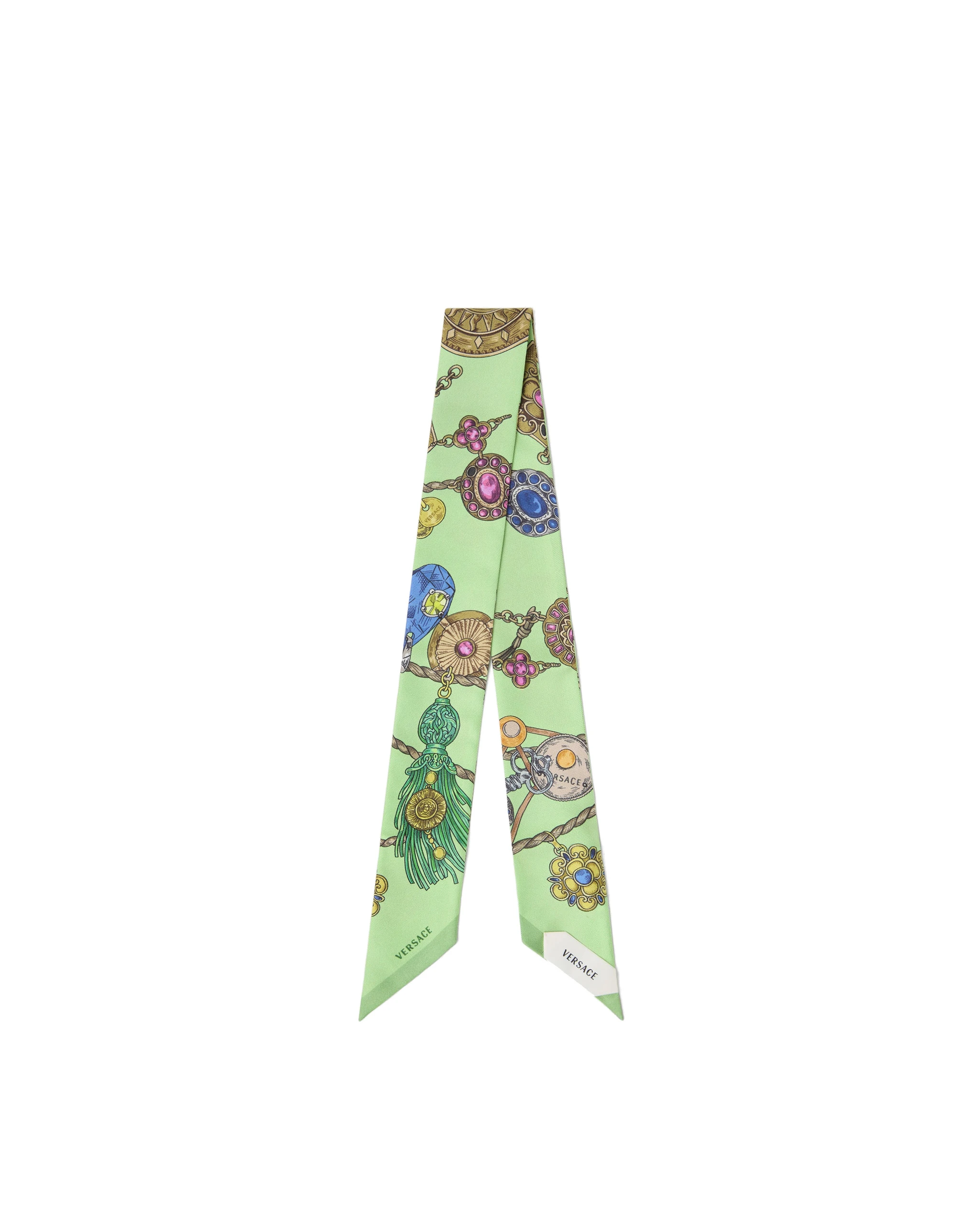 Versace Printed Silk Twill Ribbon in Green Versace Printed Silk Twill Ribbon in Green | Scarves | Coveti