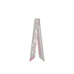 Versace Printed Silk Twill Ribbon in Grey and Pink | Scarves | Coveti