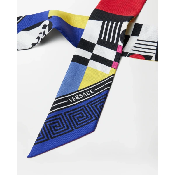 Versace Printed Silk Twill Ribbon in Teatro Print, view 3 | Scarves