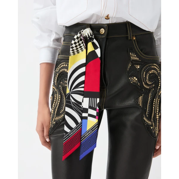 Versace Printed Silk Twill Ribbon in Teatro Print, view 4 | Scarves