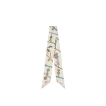 Versace Printed Silk Twill Ribbon in White and Hangin' Out Print | Scarves | Coveti
