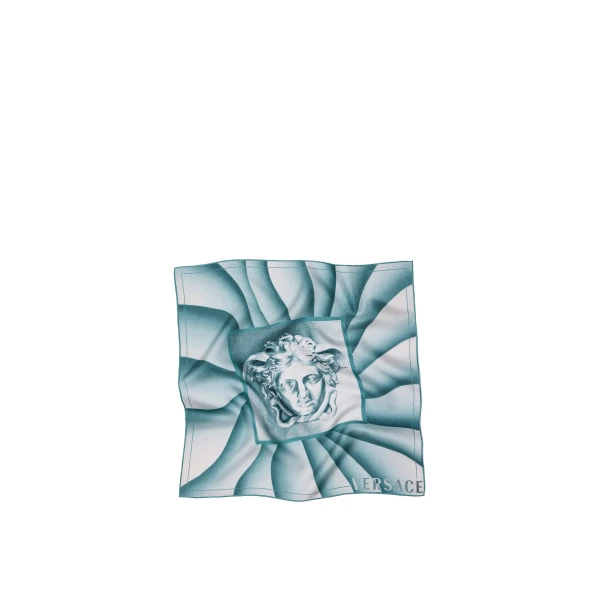 Printed Silk Twill Scarf 55 cm in Light Blue