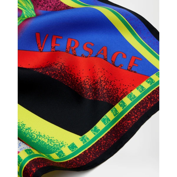 Versace Printed Silk Twill Scarf 55 cm in Multicolour, view 3 | Scarves