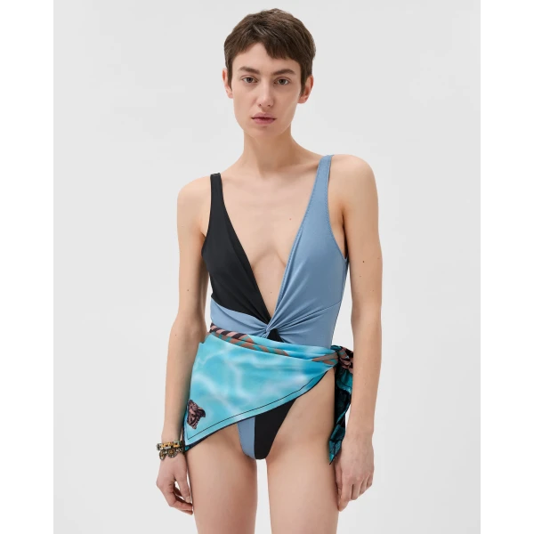 Versace Printed Silk Twill Scarf 90 cm in Floating By Print, view 2 | Scarves