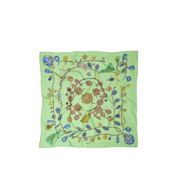 Printed Silk Twill Scarf 90 cm in Green