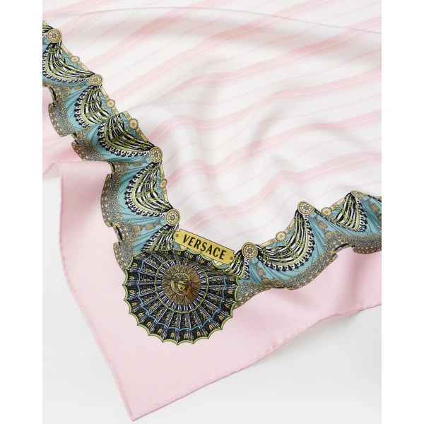Versace Printed Silk Twill Scarf 90 cm in Pink, view 3 | Scarves