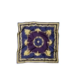 Versace Printed Silk Twill Scarf 90 cm in Purple and Gold | Scarves | Coveti