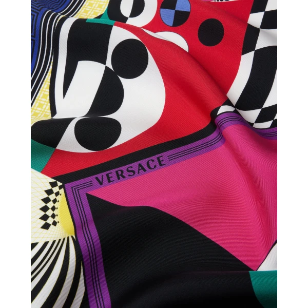 Versace Printed Silk Twill Scarf 90 cm in Teatro Print, view 3 | Scarves