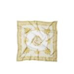 Versace Printed Silk Twill Scarf 90 cm in White and Gold | Scarves | Coveti