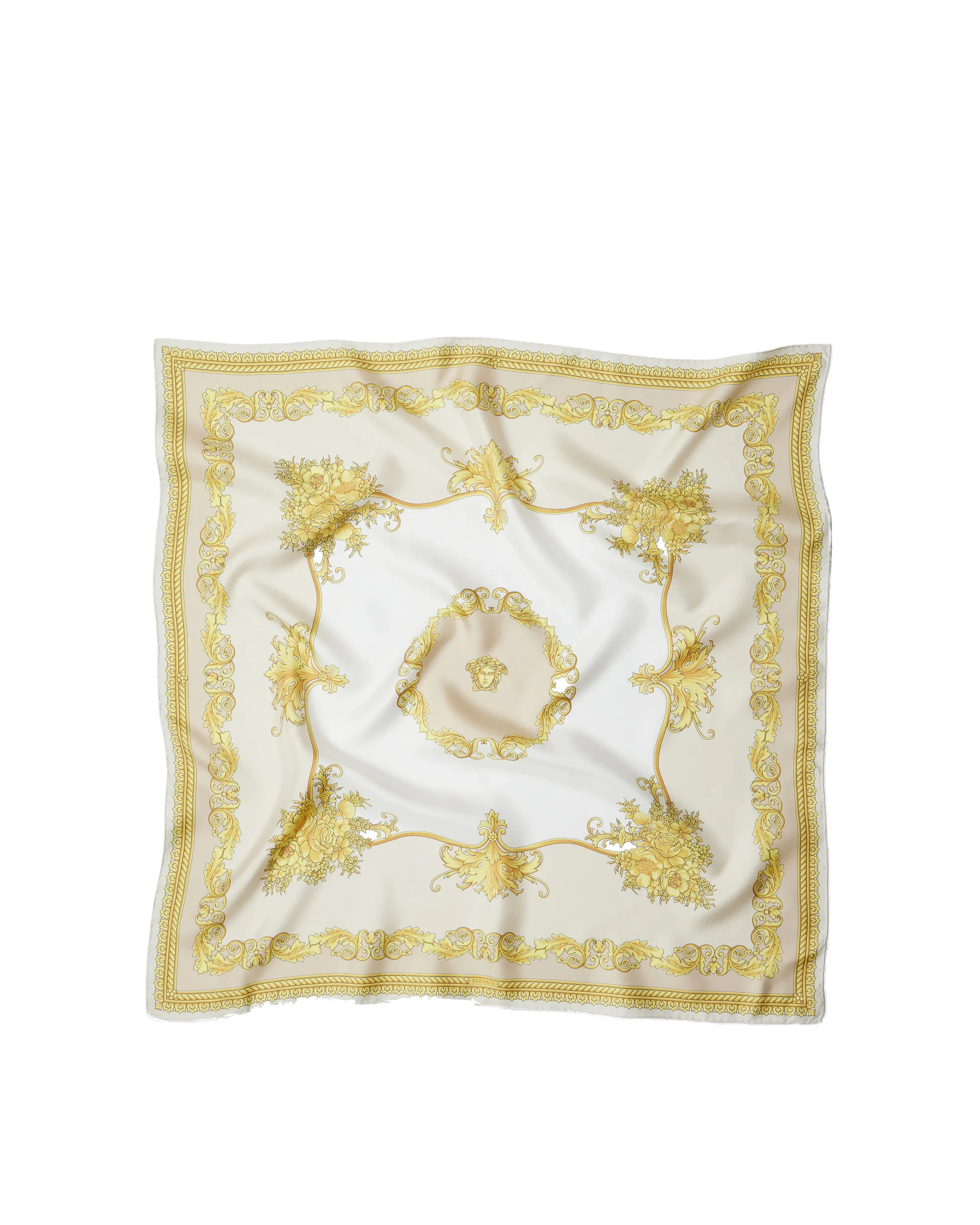 Versace Printed Silk Twill Scarf 90 cm in White and Gold Versace Printed Silk Twill Scarf 90 cm in White and Gold | Scarves | Coveti
