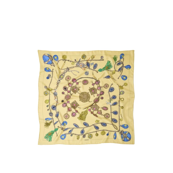 Printed Silk Twill Scarf 90 cm in Yellow