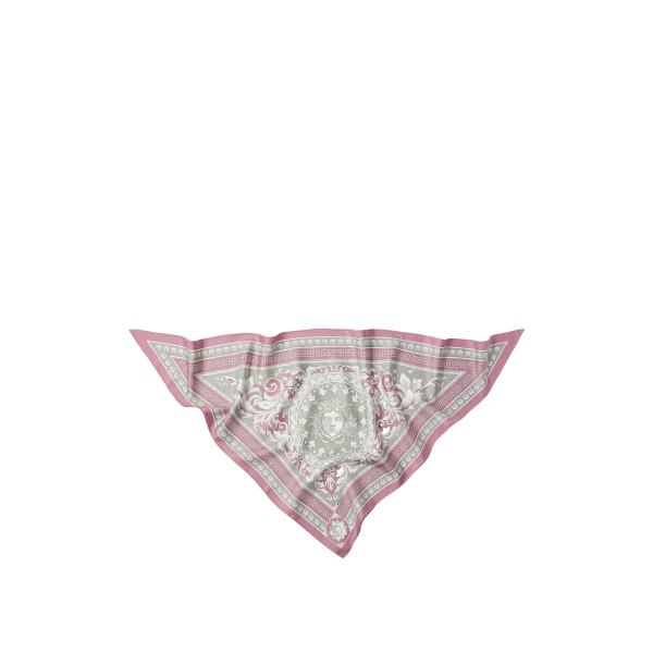 Versace Printed Silk Twill Scarf in Grey and Pink | Scarves | Coveti