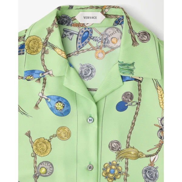 Versace Printed Silk Twill Shirt in Green, Ref. 1025300, view 2 | Shirts