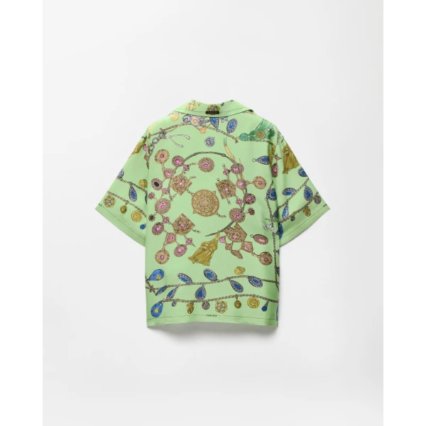 Versace Printed Silk Twill Shirt in Green, Ref. 1025300, view 3 | Shirts