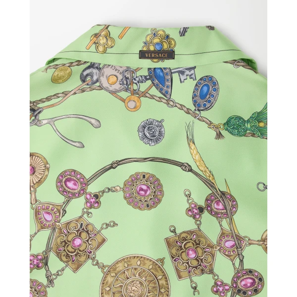 Versace Printed Silk Twill Shirt in Green, Ref. 1025300, view 4 | Shirts