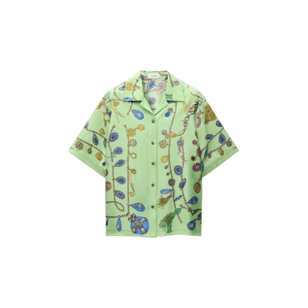 Printed Silk Twill Shirt in Green, Ref. 1025300