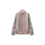 Versace Printed Silk Twill Shirt in Grey and Pink | Shirts | Coveti