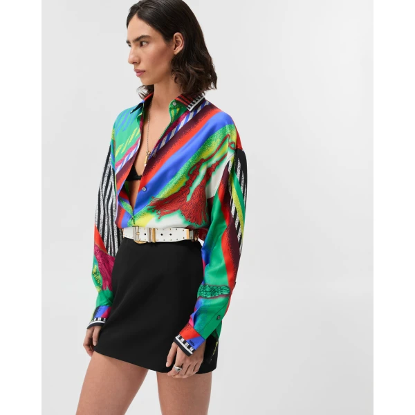 Versace Printed Silk Twill Shirt in Multicolour, Ref. 1025686, view 4 | Shirts
