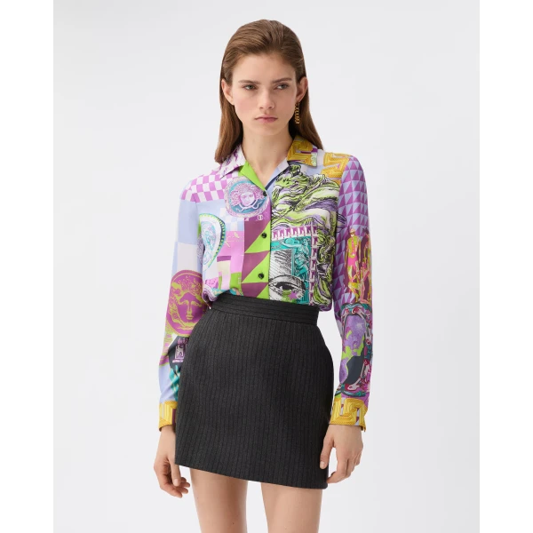 Versace Printed Silk Twill Shirt in Multicolour, Ref. 1026730, view 2 | Shirts