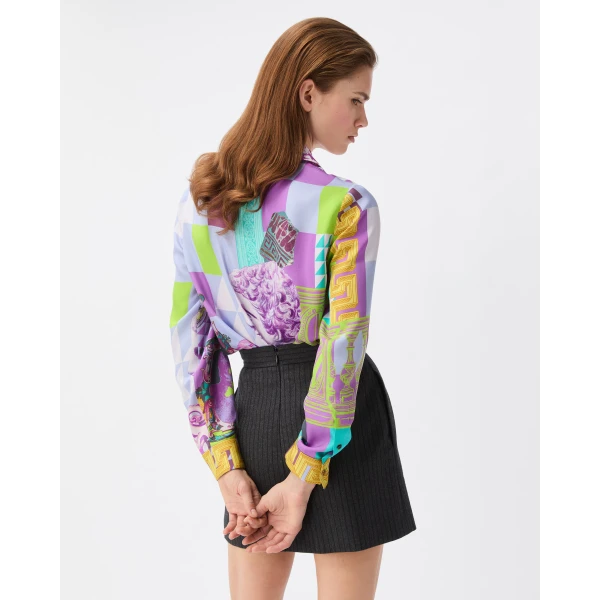 Versace Printed Silk Twill Shirt in Multicolour, Ref. 1026730, view 3 | Shirts