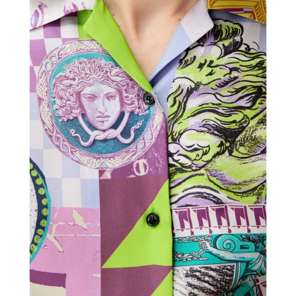Versace Printed Silk Twill Shirt in Multicolour, Ref. 1026730, view 5 | Shirts