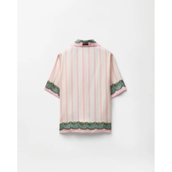 Versace Printed Silk Twill Shirt in Pink, view 3 | Shirts