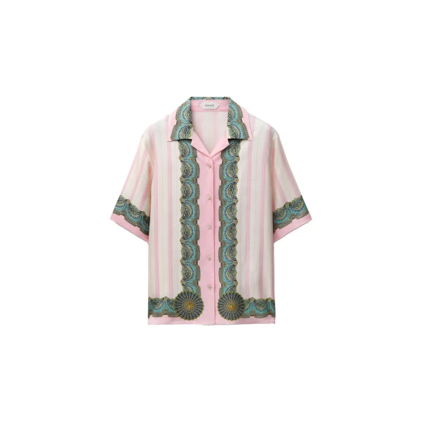 Versace Printed Silk Twill Shirt in Pink | Shirts | Coveti