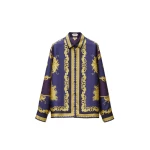 Versace Printed Silk Twill Shirt in Purple and Gold | Shirts | Coveti