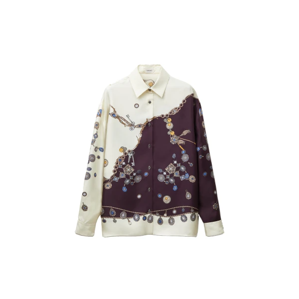 Versace Printed Silk Twill Shirt in Purple and White | Shirts | Coveti