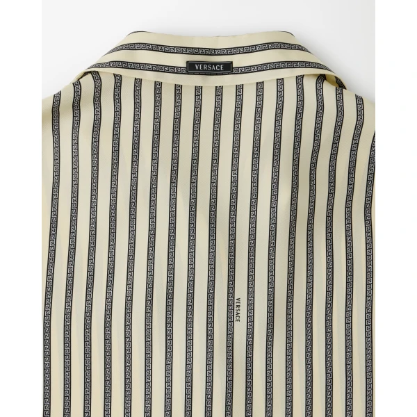 Versace Printed Silk Twill Shirt in White and Black, view 4 | Shirts