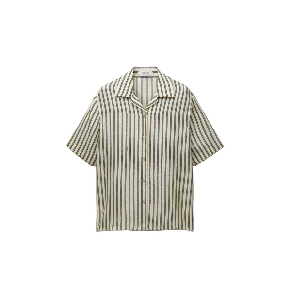 Versace Printed Silk Twill Shirt in White and Black | Shirts | Coveti