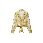 Versace Printed Silk Twill Shirt in White and Gold | Shirts | Coveti