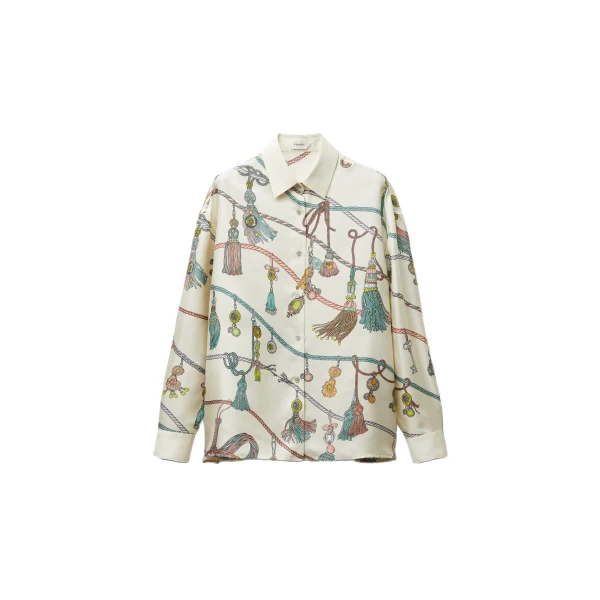 Versace Printed Silk Twill Shirt in White and Hanging' Out Print | Shirts | Coveti