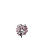 Versace Printed Twill Scrunchie in Grey and Pink | Hair Accessories | Coveti