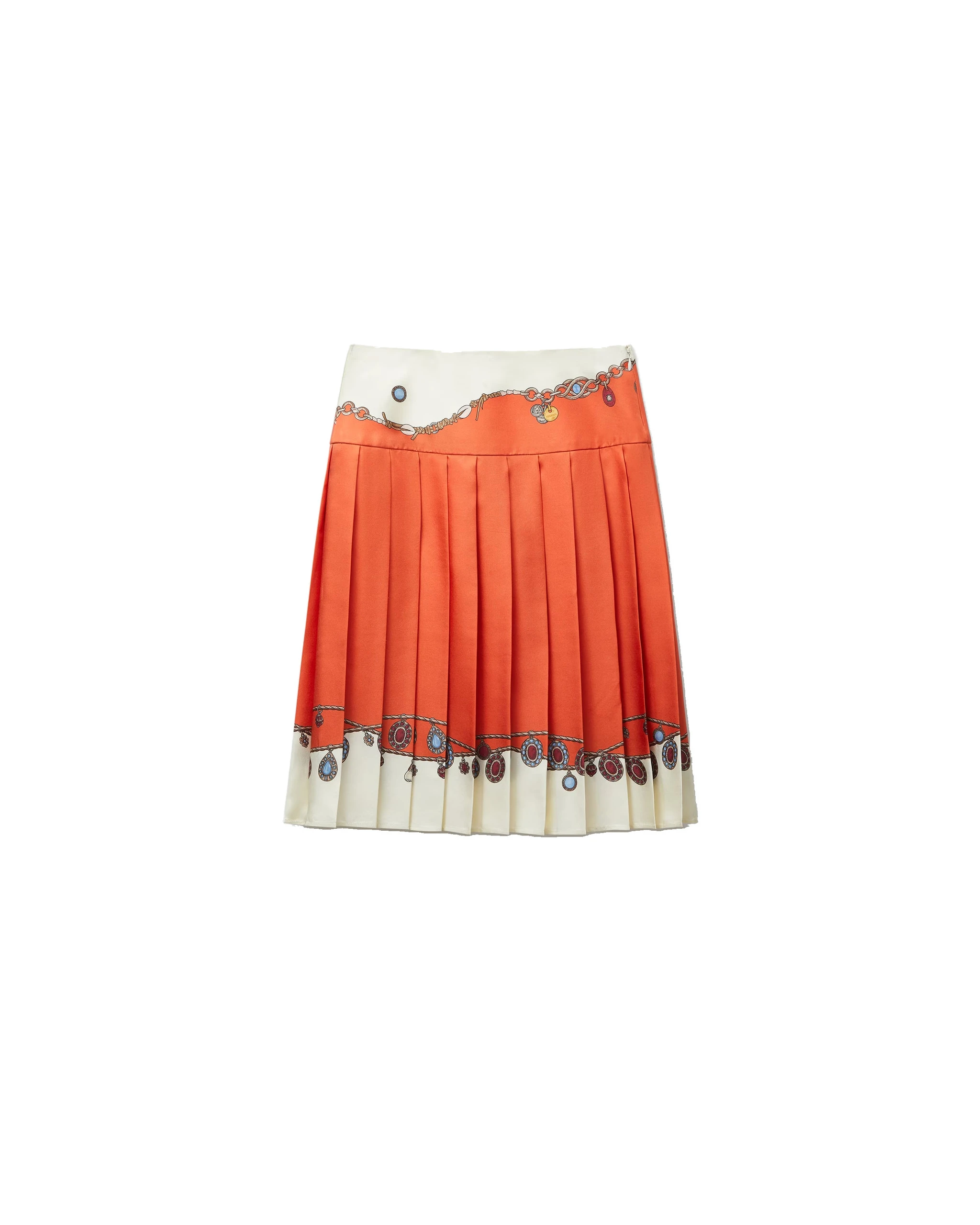 Versace Printed Twill Silk Midi Skirt in Orange Versace Printed Twill Silk Midi Skirt in Orange | Midi Skirts | Coveti