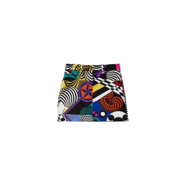 Printed Velvet Mini Skirt in Multicolour