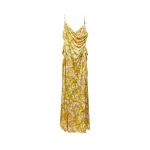 Versace Printed Viscose Jersey Gown in Yellow and Pink | Evening Gowns | Coveti