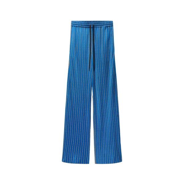 Versace Printed Viscose-Jersey Pajama-Style Pants in Blue | Pants | Coveti