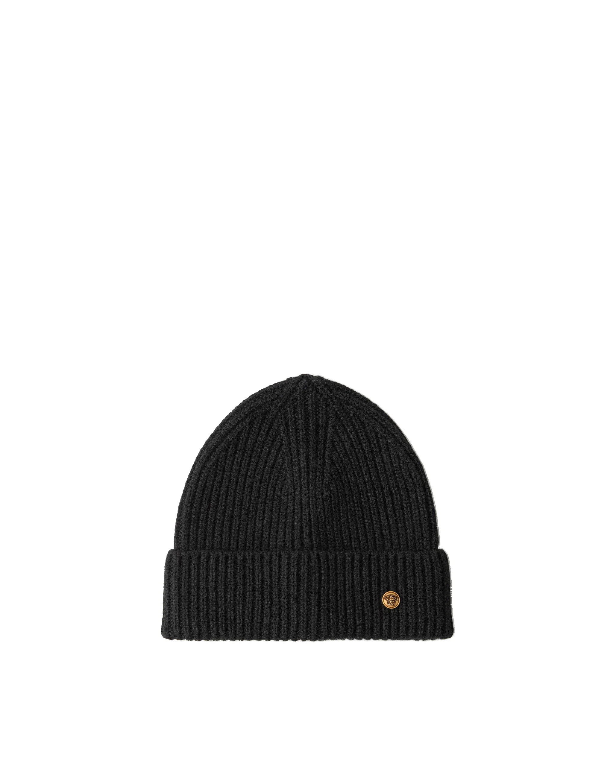 Versace Ribbed Wool Knit Beanie in Black Versace Ribbed Wool Knit Beanie in Black | Hats | Coveti