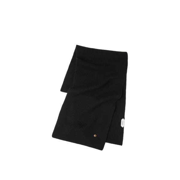 Versace Ribbed Wool Knit Scarf in Black | Scarves | Coveti